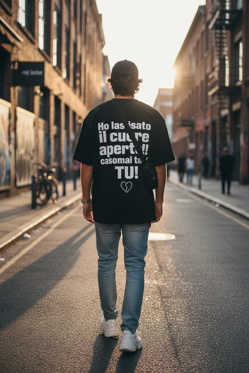 Uomo streetwear frase retro